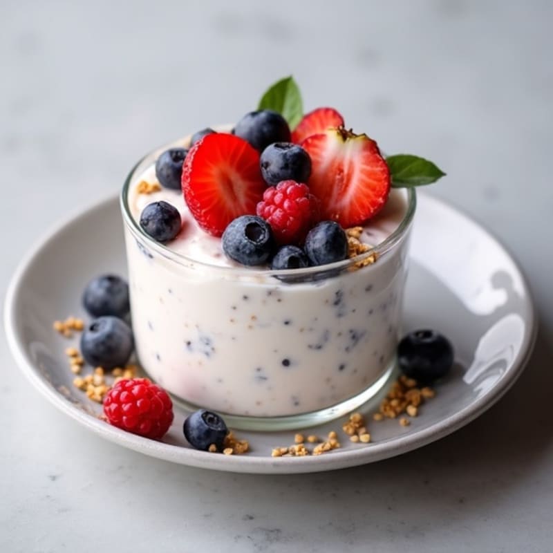 High-Protein Greek Yogurt Mousse with Mixed Berries