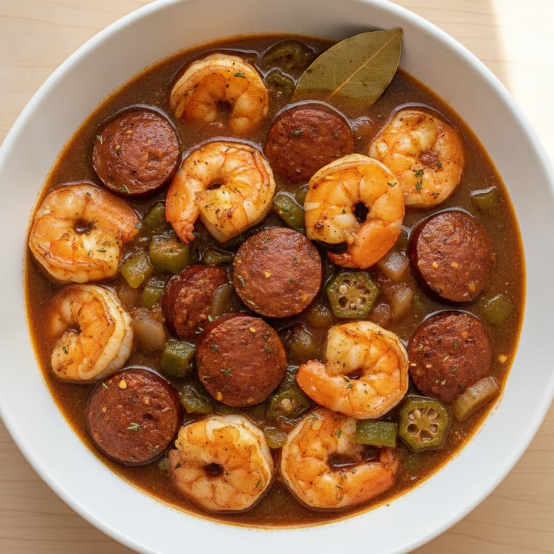 Spicy Creole Shrimp and Sausage Gumbo