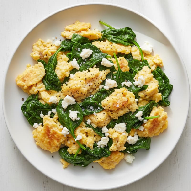 Creamy Spinach and Feta Scrambled Eggs