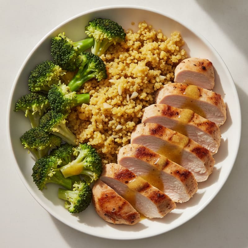 Grilled Turkey Breast with Quinoa and Steamed Broccoli