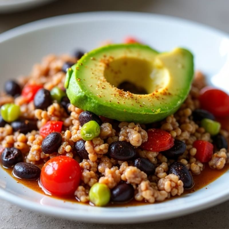 Lean Ground Turkey and Black Bean Skillet with Fresh Avocado
