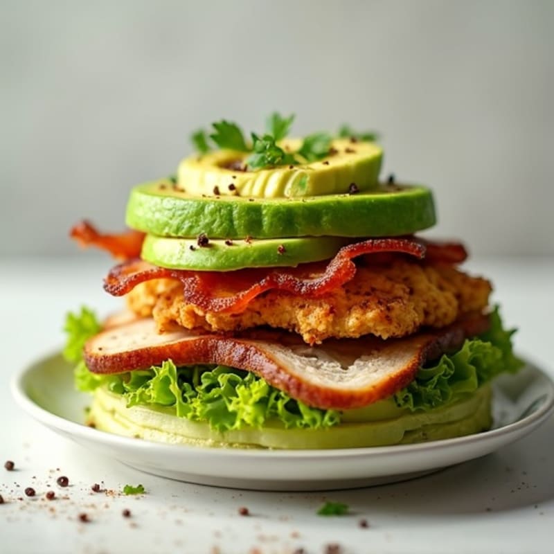Crispy Turkey Bacon and Avocado Lettuce Stack
