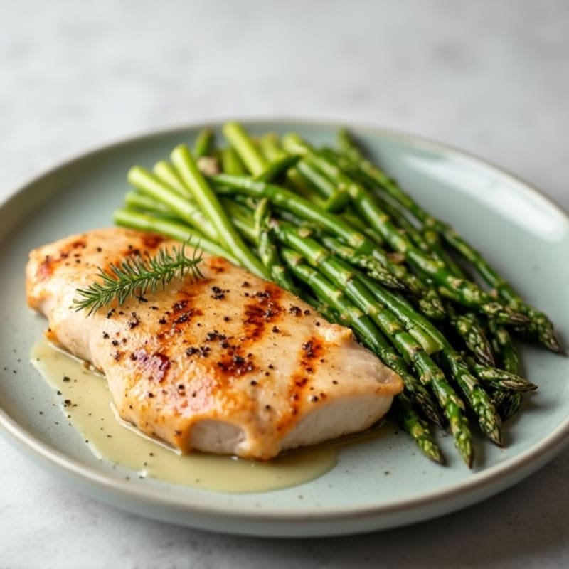 Seared Turkey Breast with Steamed Asparagus