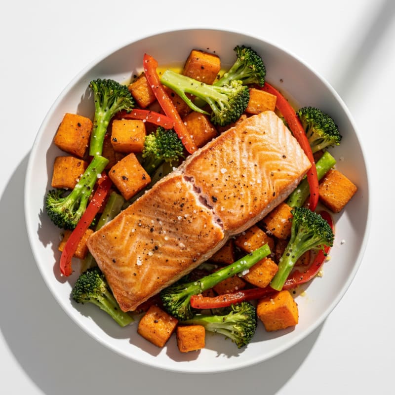 Pan-Seared Salmon with Roasted Sweet Potatoes