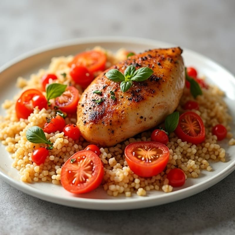 Roasted Chicken with Savory Tomato Pepper Rice