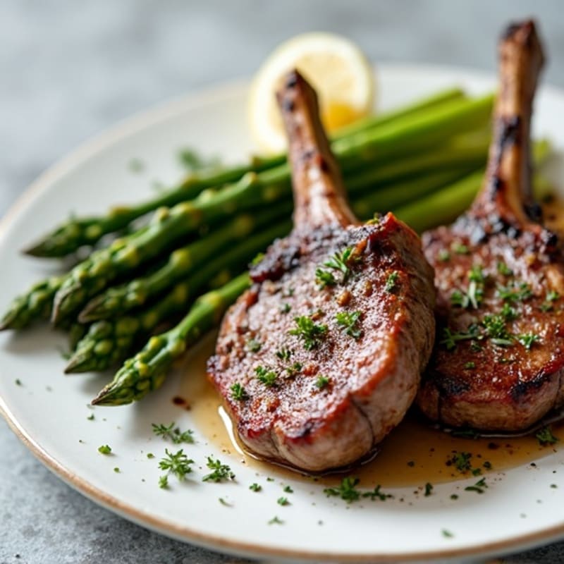 Herb-Grilled Lamb Chops with Roasted Asparagus