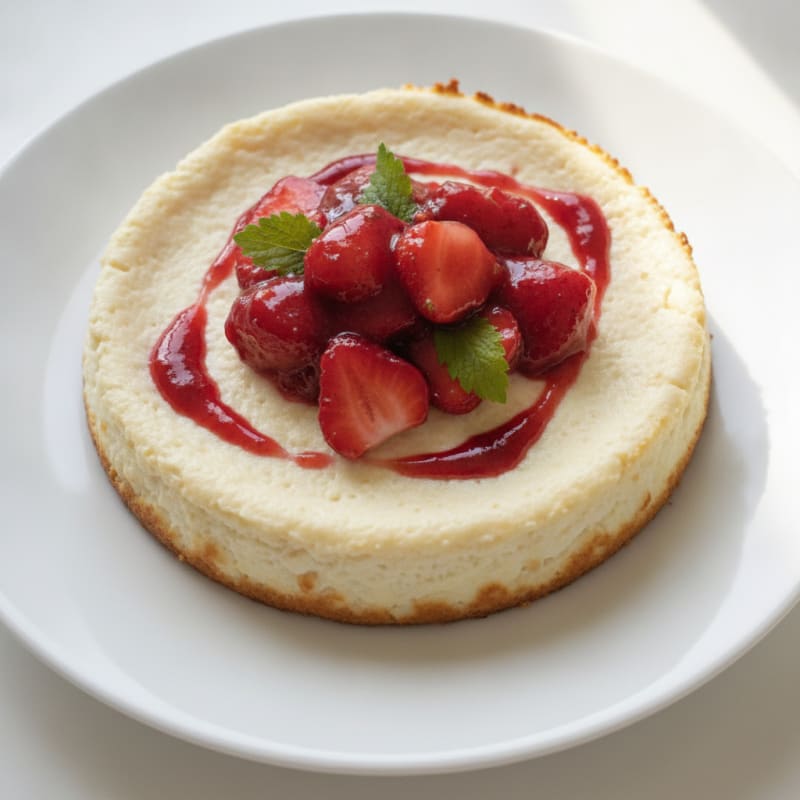 Silky Protein Cheesecake with Fresh Strawberries