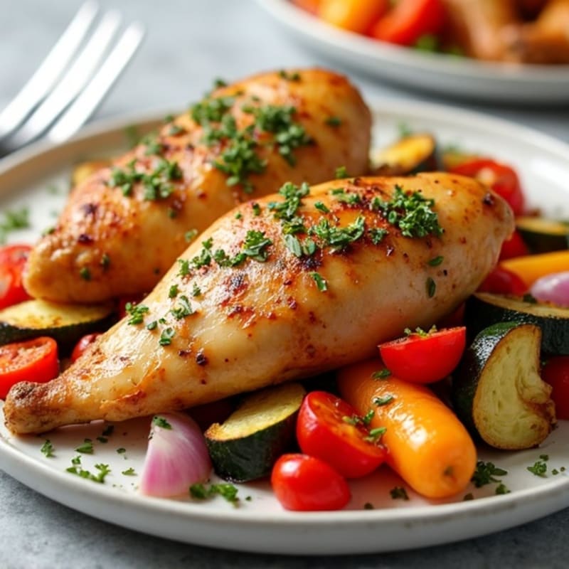 Sheet Pan Herb-Roasted Chicken with Rainbow Vegetables