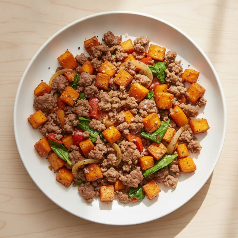 Ground Beef and Sweet Potato Hash