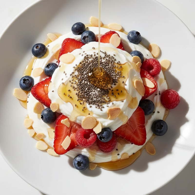Greek Yogurt Parfait with Mixed Berries and Chia Seeds