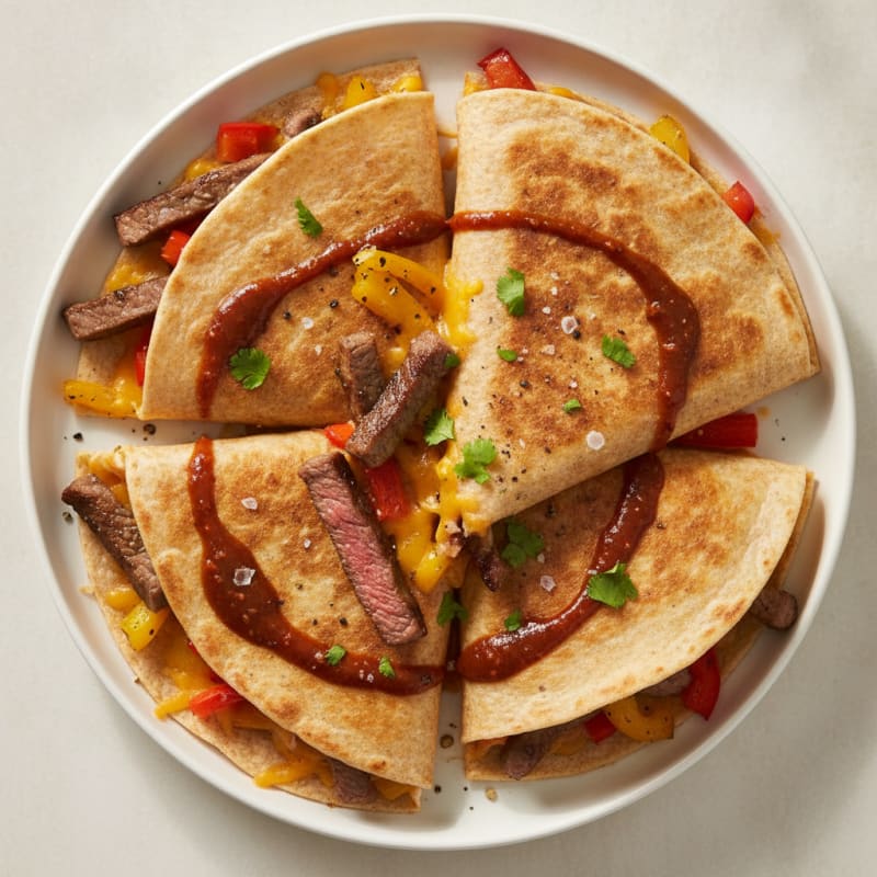 Pan-Seared Steak Quesadillas with Peppers