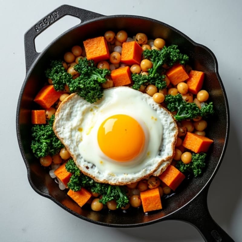 Crispy Sweet Potato and Kale Hash with Fried Egg
