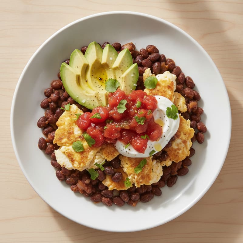 Southwestern Eggs with Black Beans and Avocado