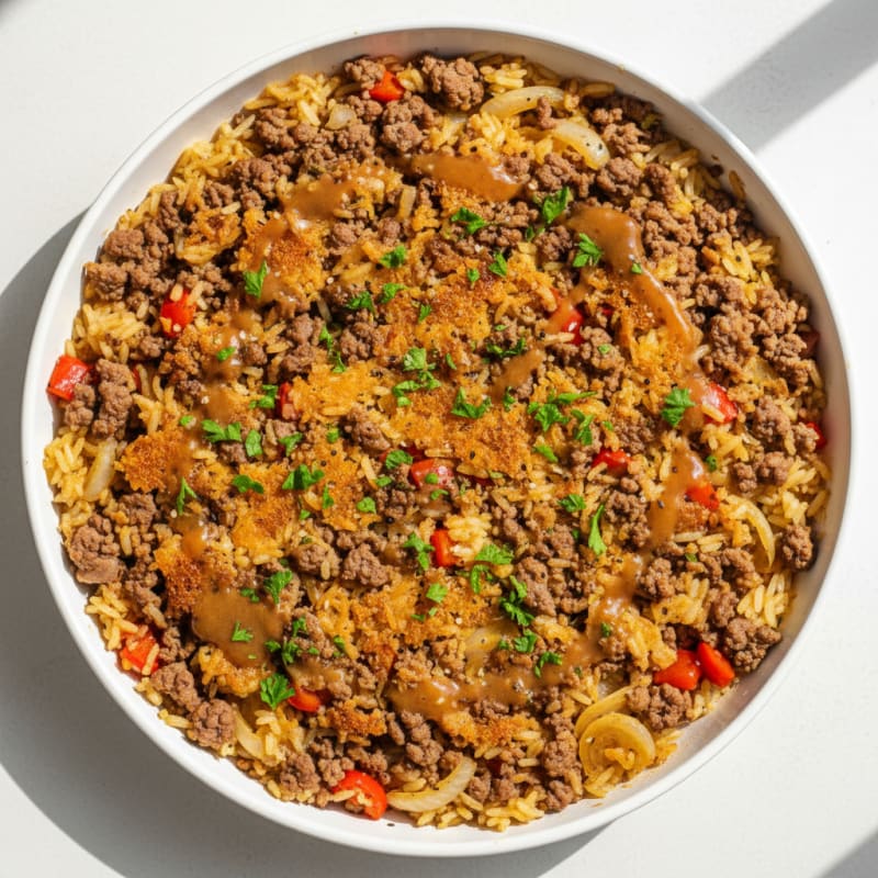 Crispy Beef and Rice Skillet