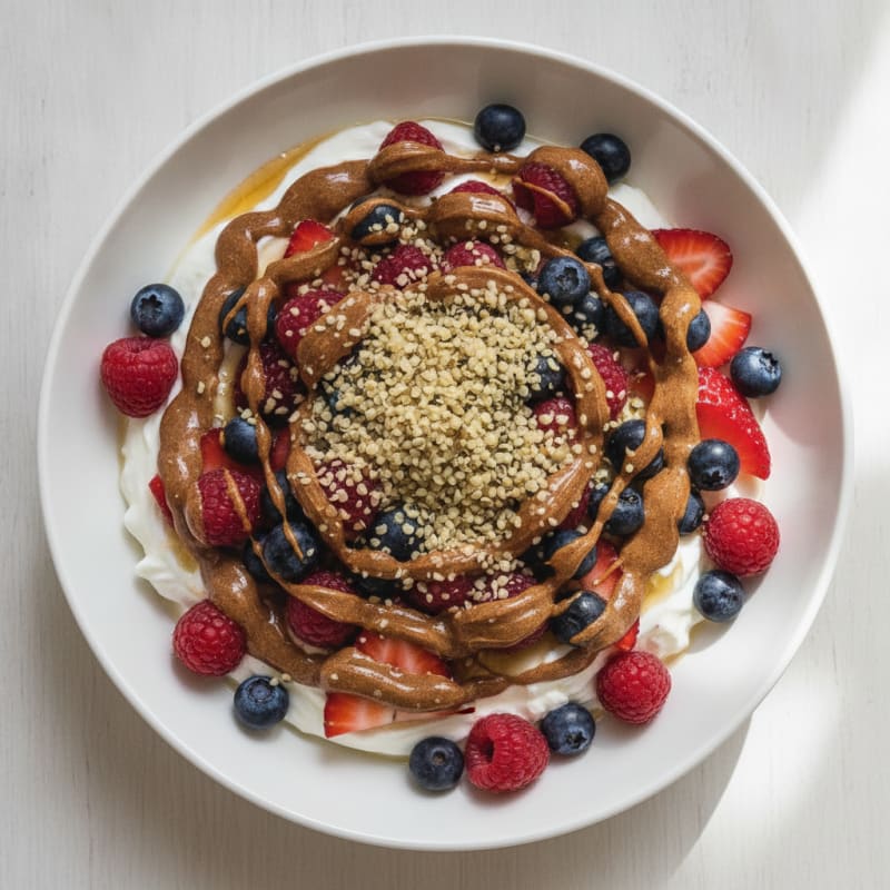 Greek Yogurt Bowl with Mixed Berries and Almond Butter