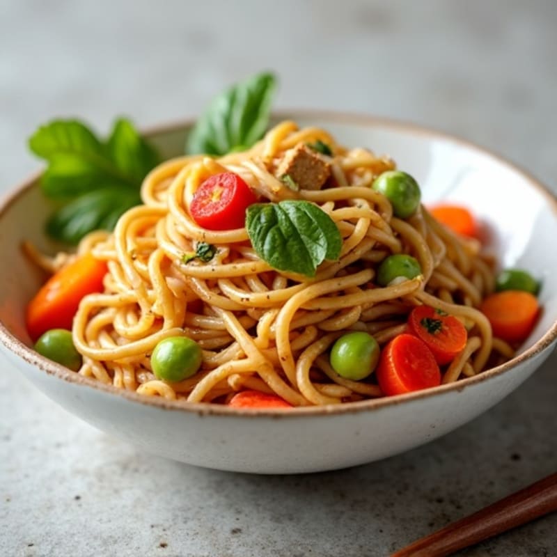 Creamy Thai Peanut Noodles with Fresh Vegetables