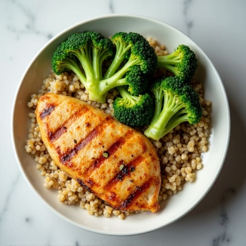 Grilled Chicken Breast with Quinoa and Steamed Broccoli