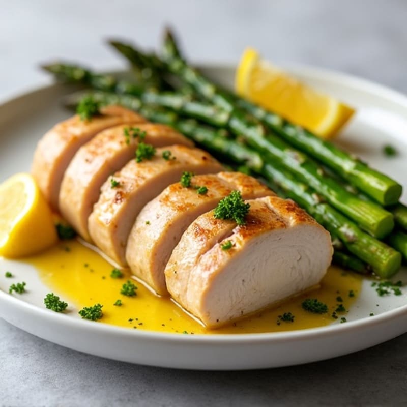 Juicy Lemon Garlic Pork Tenderloin with Roasted Asparagus