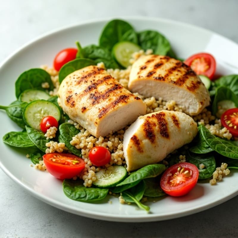 Grilled Chicken and Quinoa Salad with Fresh Spinach