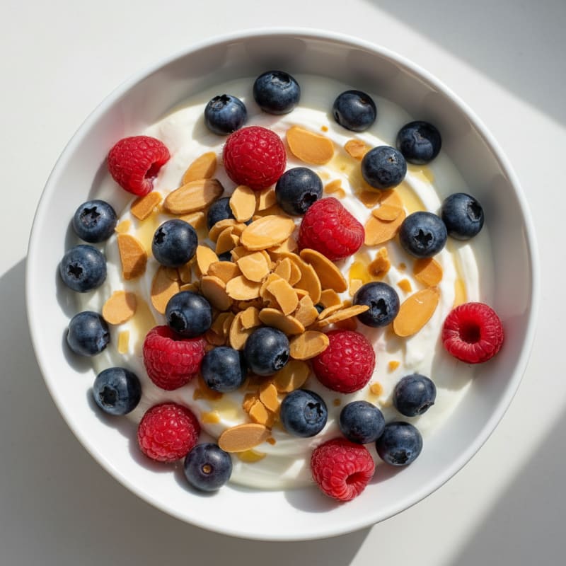 Creamy Greek Yogurt Protein Bowl with Almonds and Berries