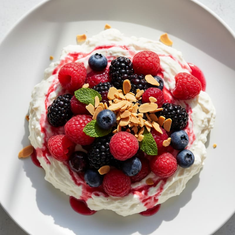 Greek Yogurt Protein Mousse with Mixed Berries
