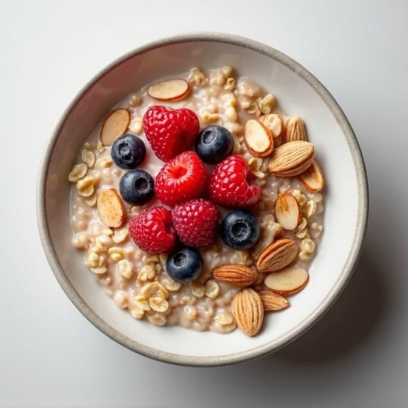 Creamy Protein Oatmeal with Berries and Toasted Almonds