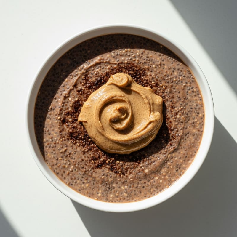 Chocolate Protein Chia Pudding with Almond Butter