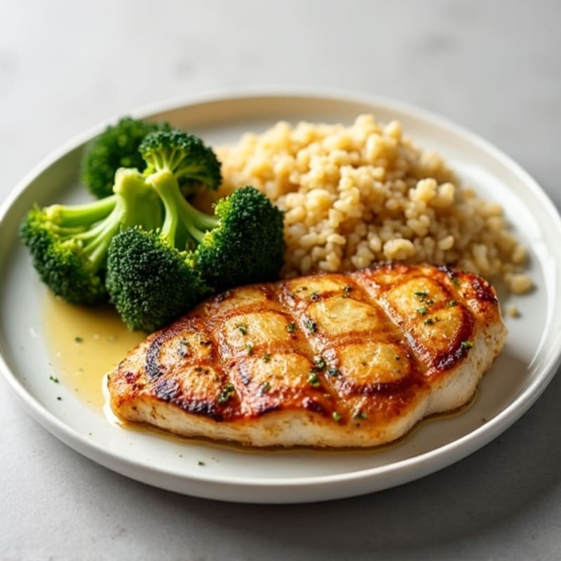 Grilled Chicken Breast with Roasted Broccoli and Quinoa