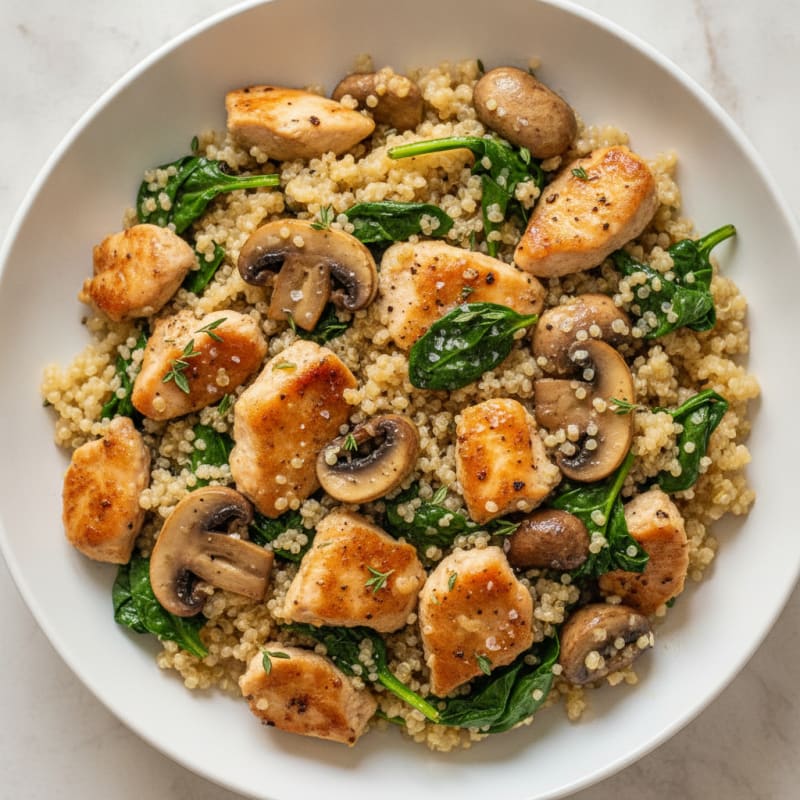 Garlic Mushroom Quinoa Bowl