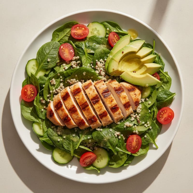 Grilled Chicken and Quinoa Spinach Salad
