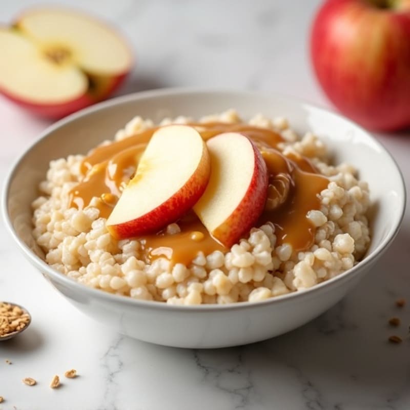 Creamy Peanut Butter Protein Oats with Sliced Apples