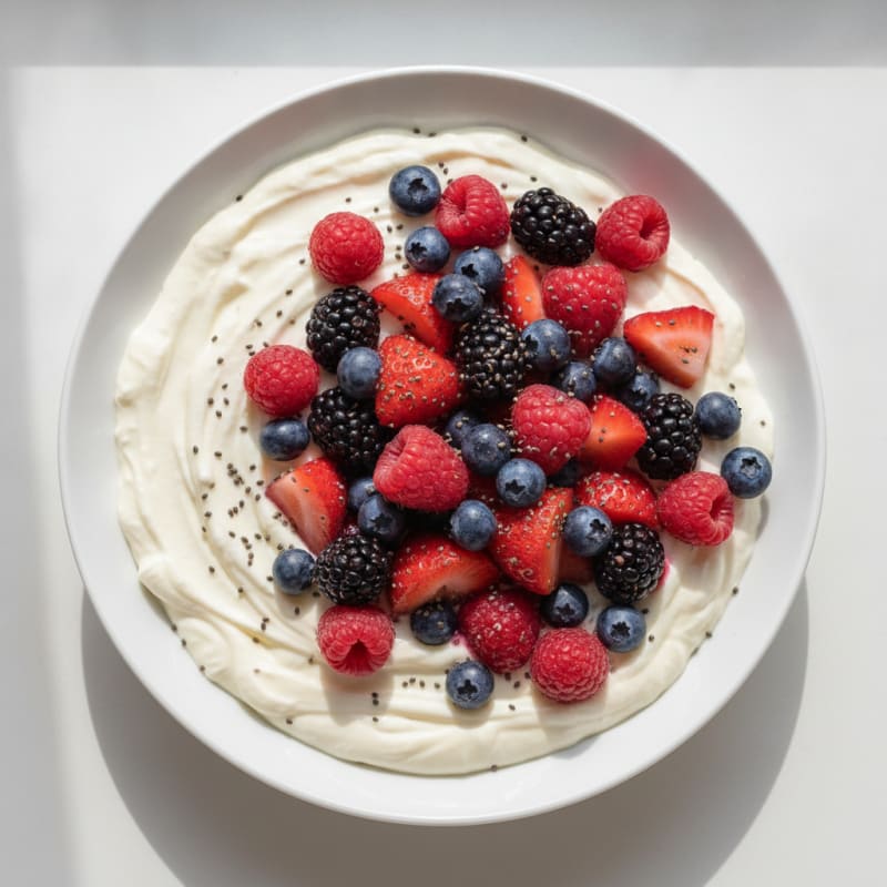 Silky Vanilla Protein Yogurt with Mixed Berries