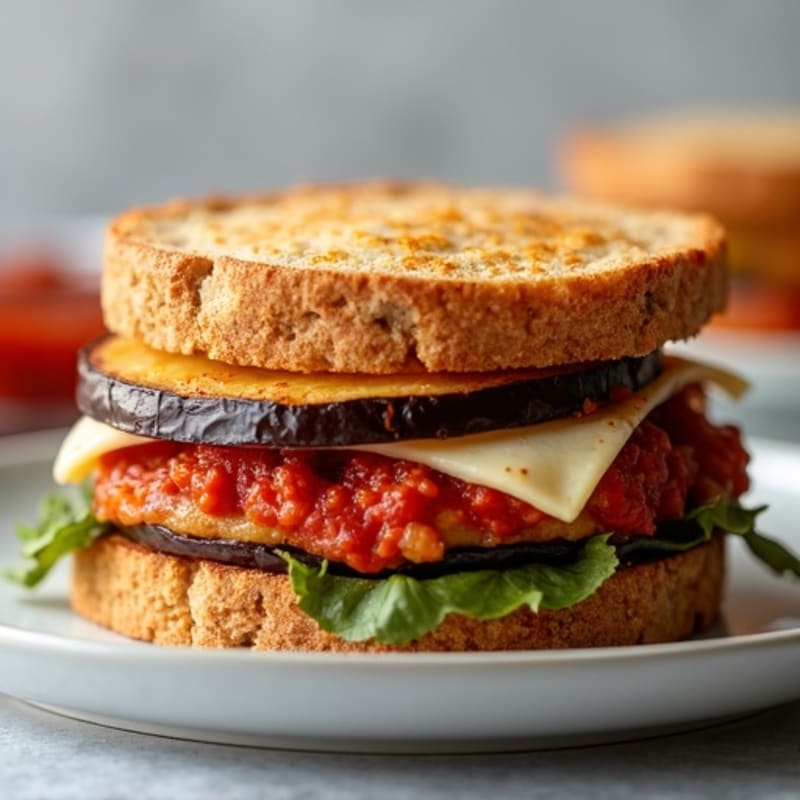 Crispy Baked Eggplant Parmesan Sandwich