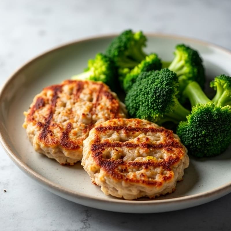 Seared Turkey Patties with Steamed Broccoli