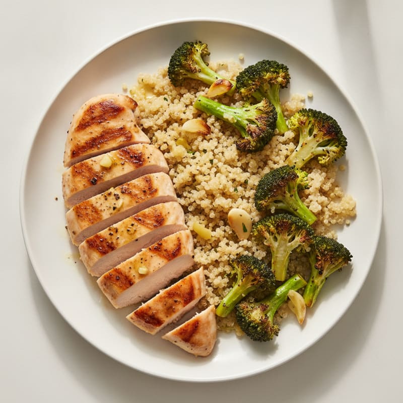 Grilled Chicken Breast with Roasted Broccoli and Quinoa