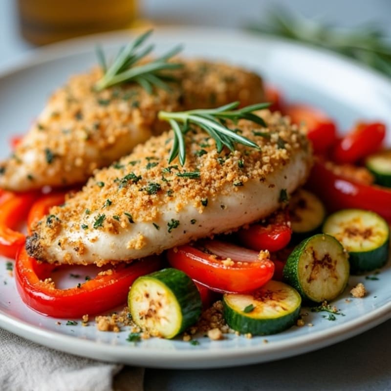 Herb-Crusted Pan Seared Chicken with Roasted Vegetables