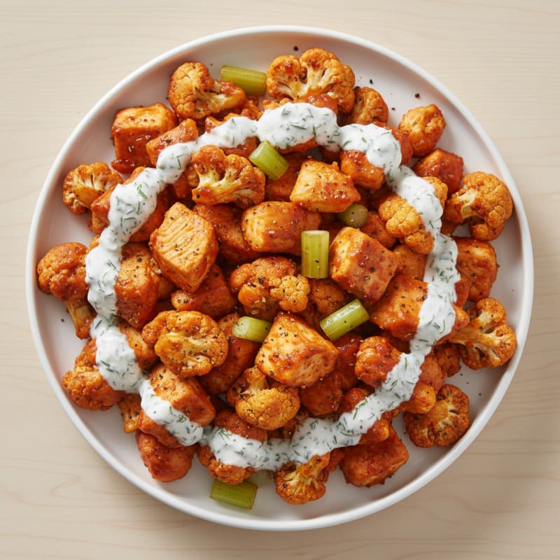 Crispy Buffalo Cauliflower Bites with Ranch