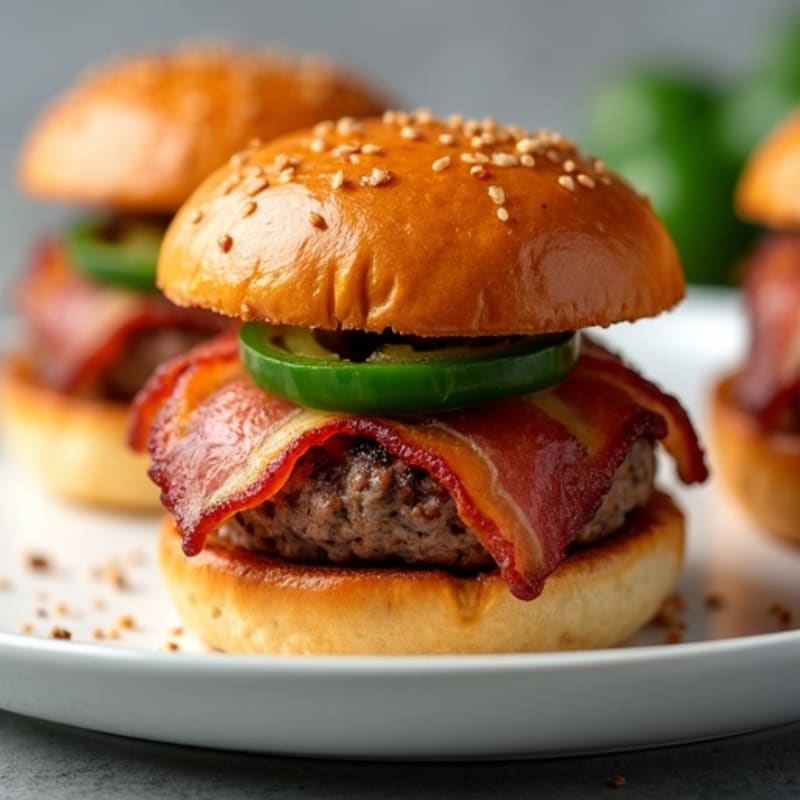 Spicy Bacon-Wrapped Mini Burgers with Fresh Jalapeños