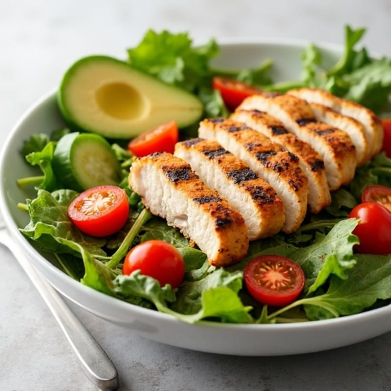 Grilled Chicken Breast Salad with Mixed Greens and Balsamic Vinaigrette