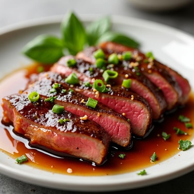 Pan-Seared Beef with Savory Garlic-Soy Glaze