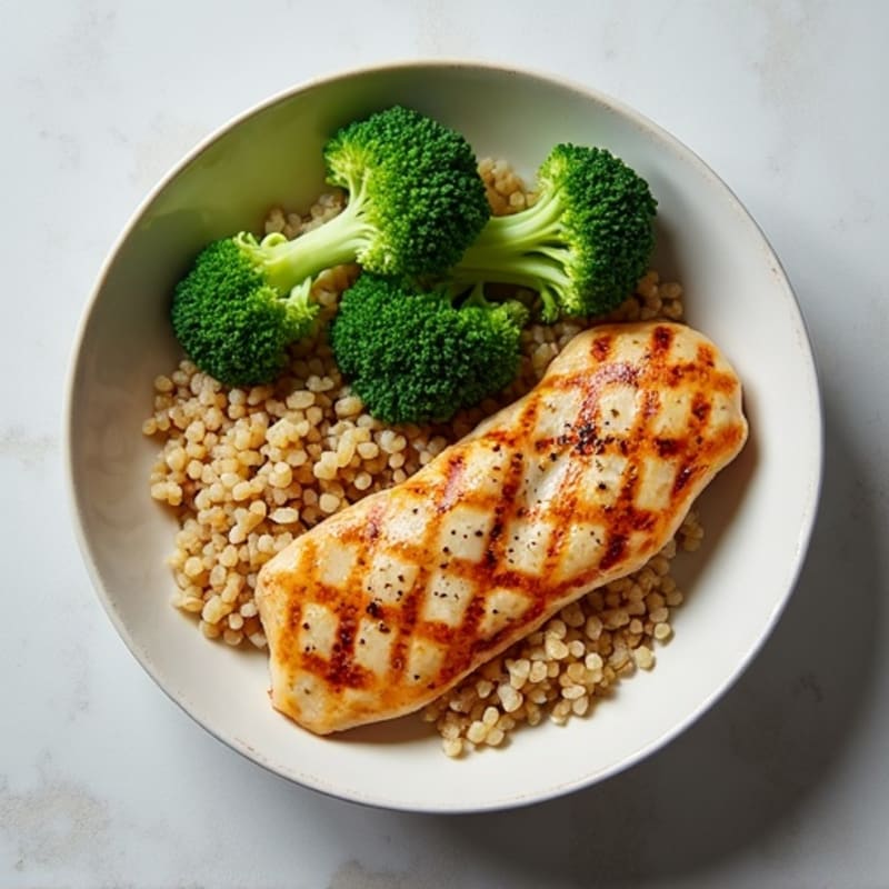 Grilled Chicken Breast with Quinoa and Steamed Broccoli
