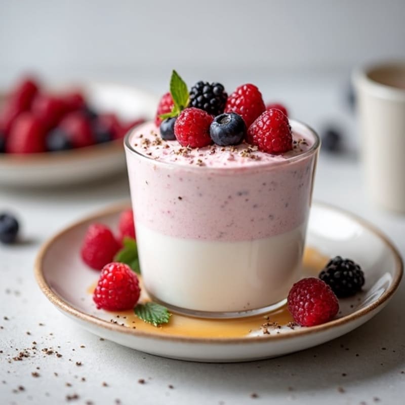 Greek Yogurt Protein Mousse with Mixed Berries