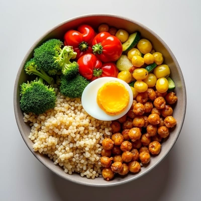 Crispy Chickpea and Roasted Vegetable Buddha Bowl