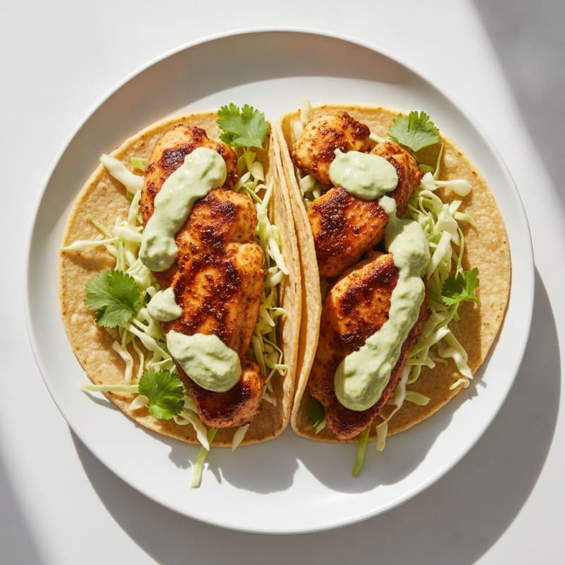 Chicken Tacos with Avocado Crema