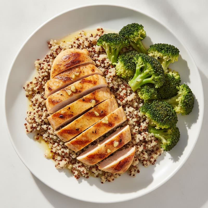 Grilled Chicken Breast with Quinoa and Steamed Broccoli