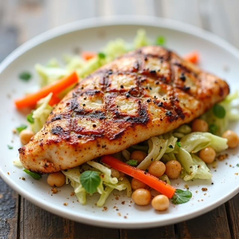 Grilled Chicken Breast with Crunchy Cabbage Slaw