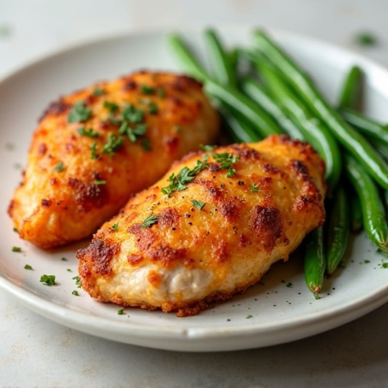 Crispy Baked Chicken with Roasted Sweet Potatoes and Green Beans