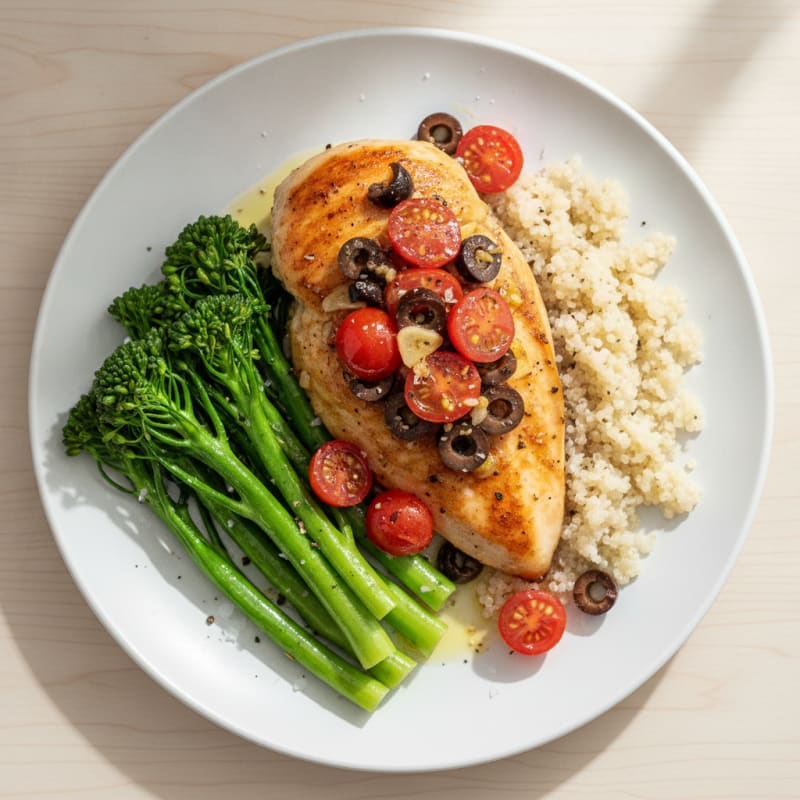 Chicken Fillet with Olive-Tomato Topping