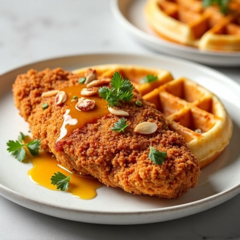 Crispy Almond-Crusted Chicken with Golden Protein Waffles