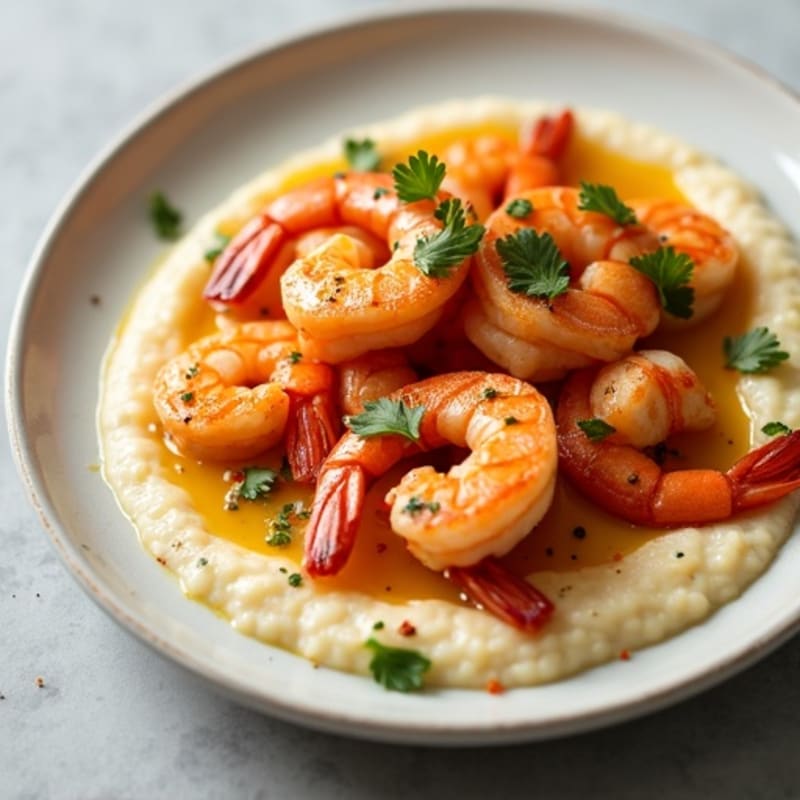 Spicy Sautéed Shrimp with Creamy Grits